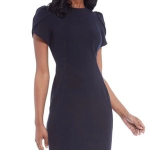 Calvin Klein Navy Blue Sheath Dress petal Sleeve Size 4